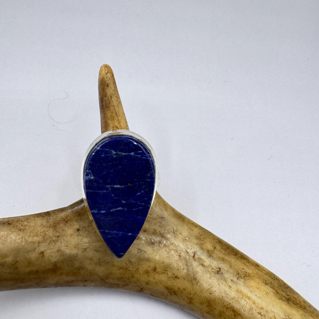 Vintage Boho Blue lapis lazuli Ring Band chunky cocktail ring