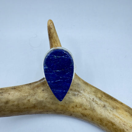 Vintage Boho Blue lapis lazuli Ring Band chunky cocktail ring