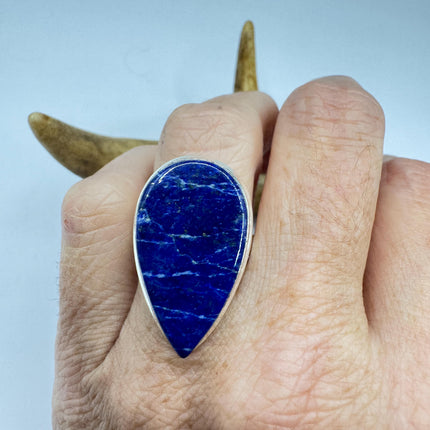 Vintage Boho Blue lapis lazuli Ring Band chunky cocktail ring