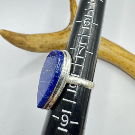 Vintage Boho Blue lapis lazuli Ring Band chunky cocktail ring