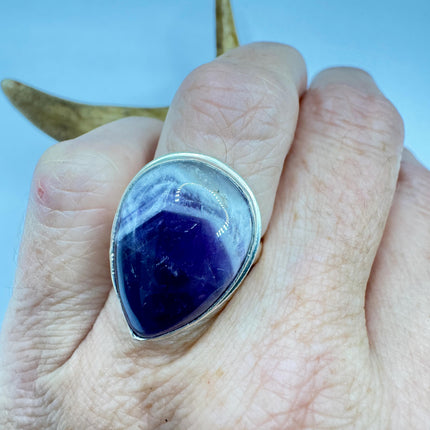 Vintage Purple Amethyst Cocktail Ring Silver Statement Ring