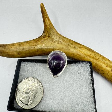 Vintage Purple Amethyst Cocktail Ring Silver Statement Ring