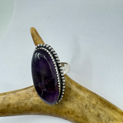 Vintage Purple Amethyst Cocktail Ring Silver Statement Ring