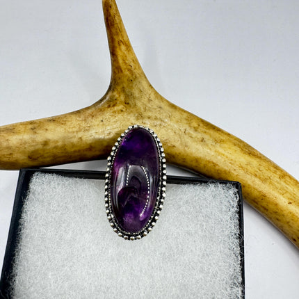 Vintage Purple Amethyst Cocktail Ring Silver Statement Ring