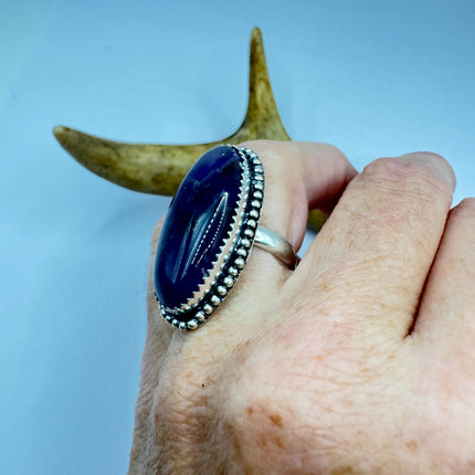 Vintage Purple Amethyst Cocktail Ring Silver Statement Ring