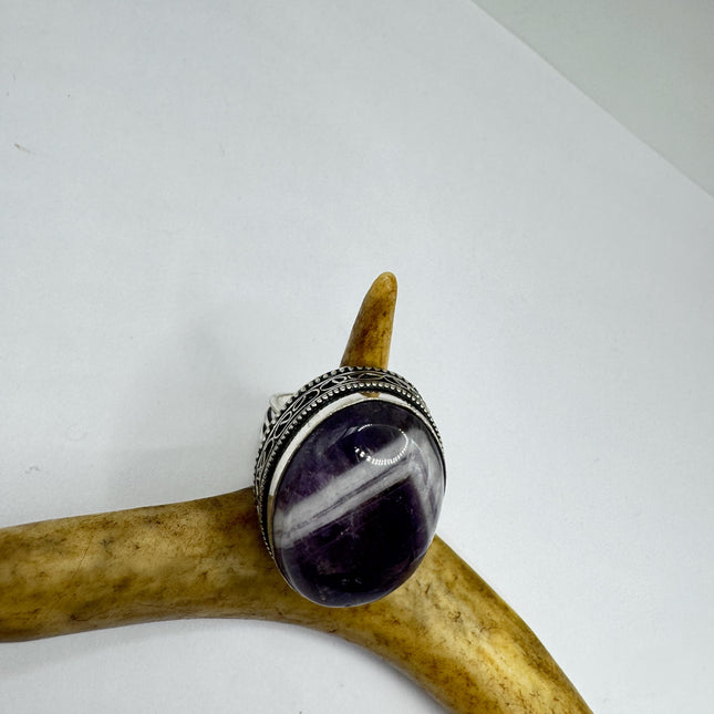 Vintage Purple Amethyst Cocktail Ring Silver Statement Ring