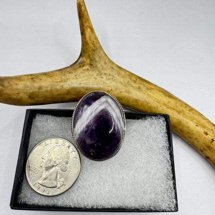 Vintage Purple Amethyst Cocktail Ring Silver Statement Ring