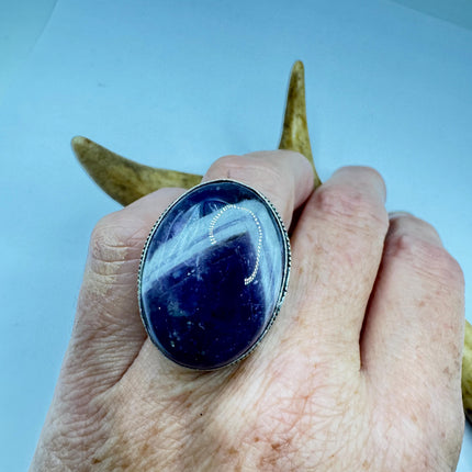 Vintage Purple Amethyst Cocktail Ring Silver Statement Ring
