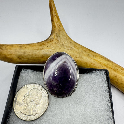 Vintage Purple Amethyst Cocktail Ring Silver Statement Ring