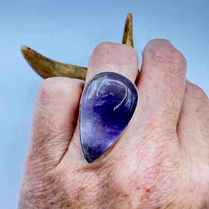 Vintage Purple Amethyst Cocktail Ring Silver Statement Ring