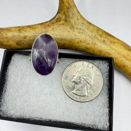 Vintage Purple Amethyst Cocktail Ring Silver Statement Ring