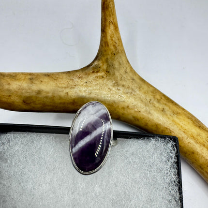 Vintage Purple Amethyst Cocktail Ring Silver Statement Ring
