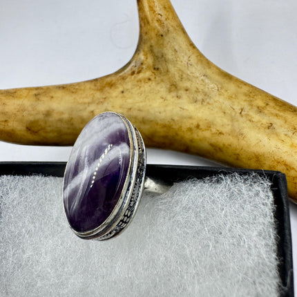 Vintage Purple Amethyst Cocktail Ring Silver Statement Ring
