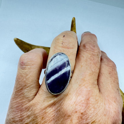 Vintage Purple Amethyst Cocktail Ring Silver Statement Ring