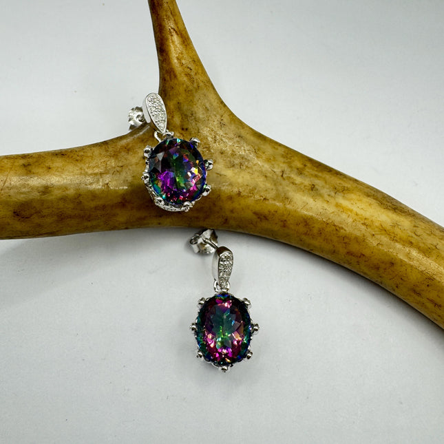 Vintage Mystic Topaz Sterling Silver Chandelier Earrings