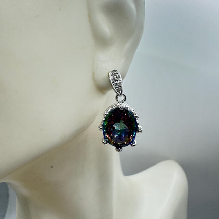 Vintage Mystic Topaz Sterling Silver Chandelier Earrings