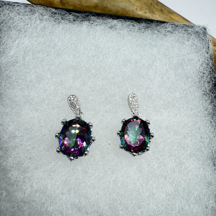 Vintage Mystic Topaz Sterling Silver Chandelier Earrings