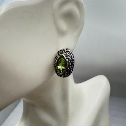Vintage Peridot Sterling Silver Stud Earrings