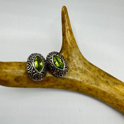 Vintage Peridot Sterling Silver Stud Earrings
