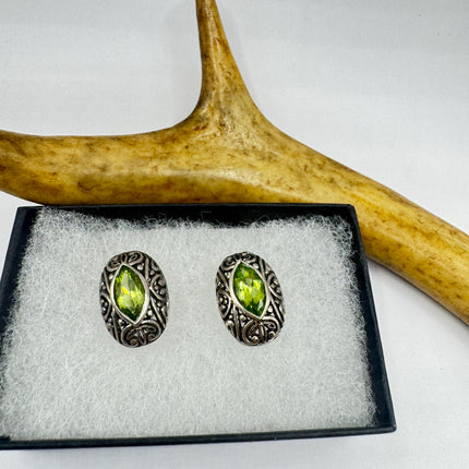 Vintage Peridot Sterling Silver Stud Earrings