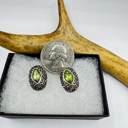 Vintage Peridot Sterling Silver Stud Earrings
