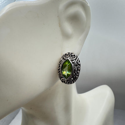 Vintage Peridot Sterling Silver Stud Earrings