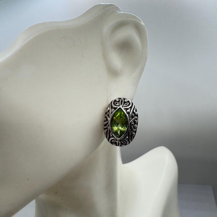 Vintage Peridot Sterling Silver Stud Earrings