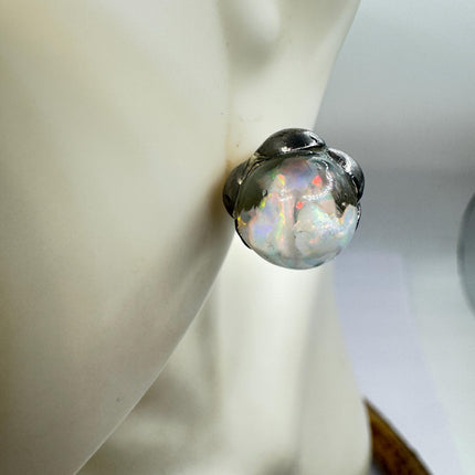 Vintage Floating Opal Stud Earrings