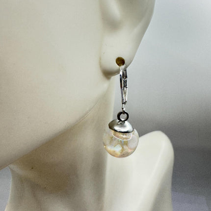 Vintage White Fire Floating Opal Earrings 925 Sterling Silver Lever backs