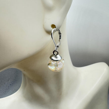 Vintage White Fire Floating Opal Earrings 925 Sterling Silver Lever backs