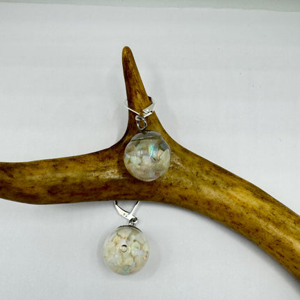 Vintage White Fire Floating Opal Earrings 925 Sterling Silver Lever backs