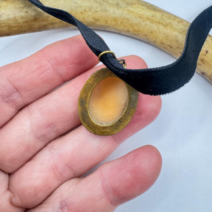 Vintage Shell Cameo Bronze Necklace