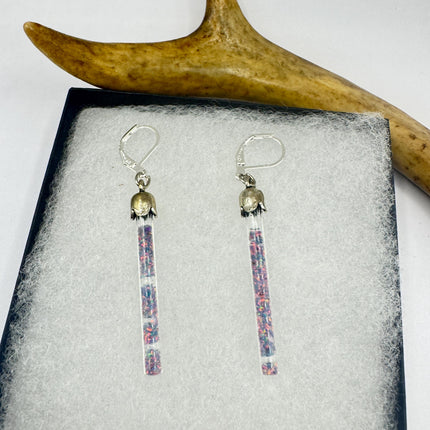 Vintage Black Fire Floating Opal Earrings 925 Sterling Silver Lever backs