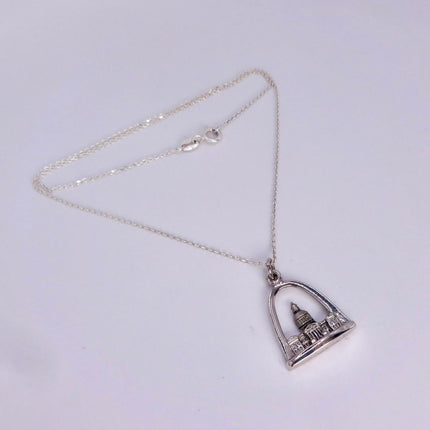 Vintage St Luis Arch Pendant Necklace: 925 Sterling Silver Charm