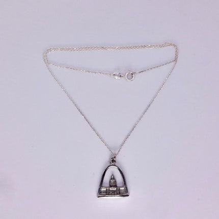 Vintage St Luis Arch Pendant Necklace: 925 Sterling Silver Charm