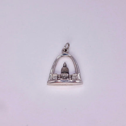 Vintage St Luis Arch Pendant Necklace: 925 Sterling Silver Charm