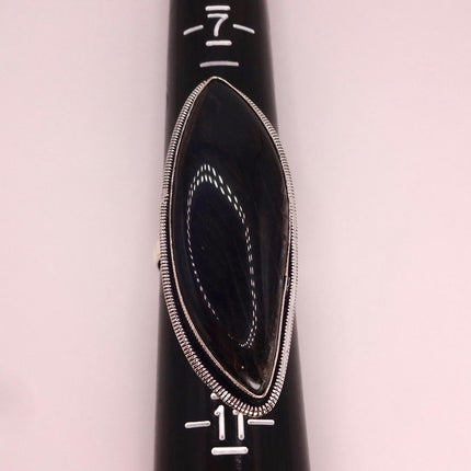 Vintage Chunky Black Tigers Eye Cocktail Ring - Statement Band