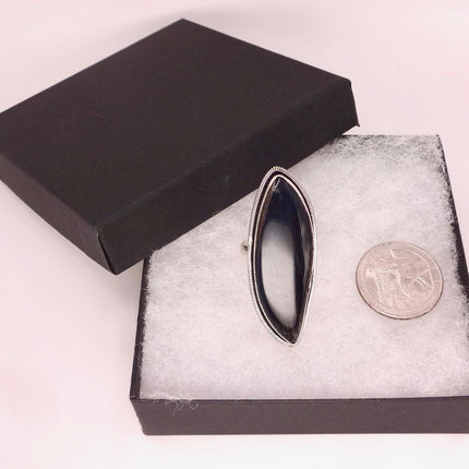 Vintage Chunky Black Tigers Eye Cocktail Ring - Statement Band