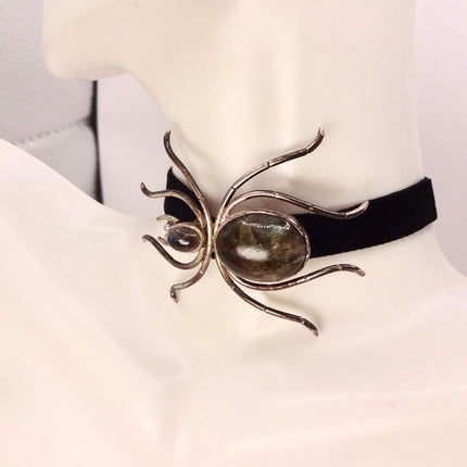 Vintage Sterling Silver Spider Brooch Amethyst Scatter Pin