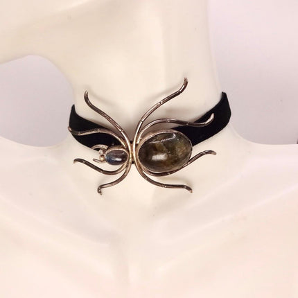 Vintage Sterling Silver Spider Brooch Amethyst Scatter Pin
