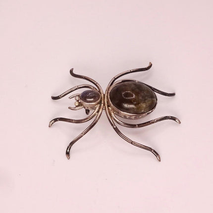 Vintage Sterling Silver Spider Brooch Amethyst Scatter Pin