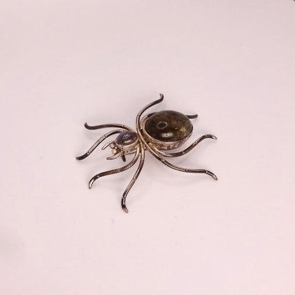 Vintage Sterling Silver Spider Brooch Amethyst Scatter Pin