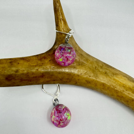 Vintage Pink Fire Floating Opal Earrings 925 Sterling Lever backs