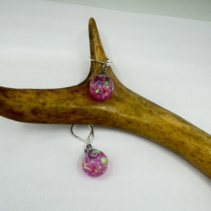 Vintage Pink Fire Floating Opal Earrings 925 Sterling Lever backs