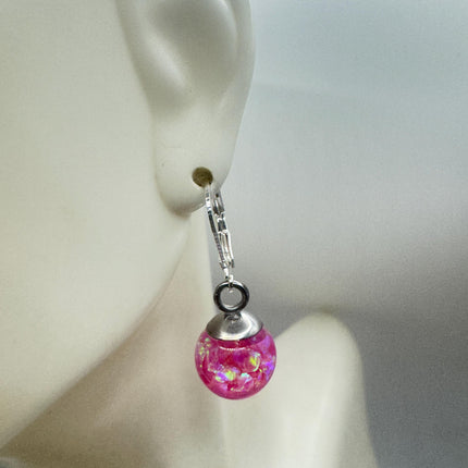 Vintage Pink Fire Floating Opal Earrings 925 Sterling Lever backs