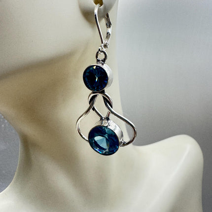Vintage Aqua Blue Glass Silver Earrings | 925 Sterling Silver Lever Backs
