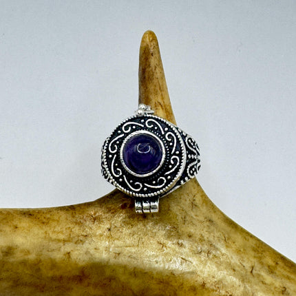 Amethyst Poison Ring, Statement, Boho, Bohemian Jewelry