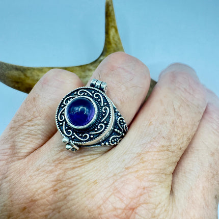 Amethyst Poison Ring, Statement, Boho, Bohemian Jewelry