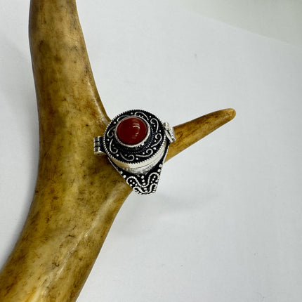 Carnelian Ring, Oval Gemstone, Statement, Filigree