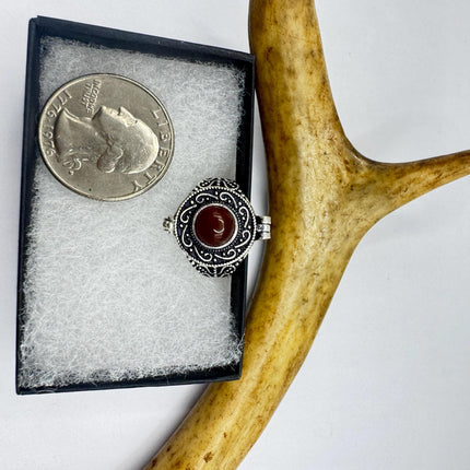 Carnelian Ring, Oval Gemstone, Statement, Filigree